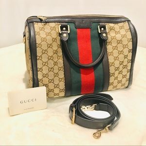 Gucci Vintage Web Boston GG Canvas Bag